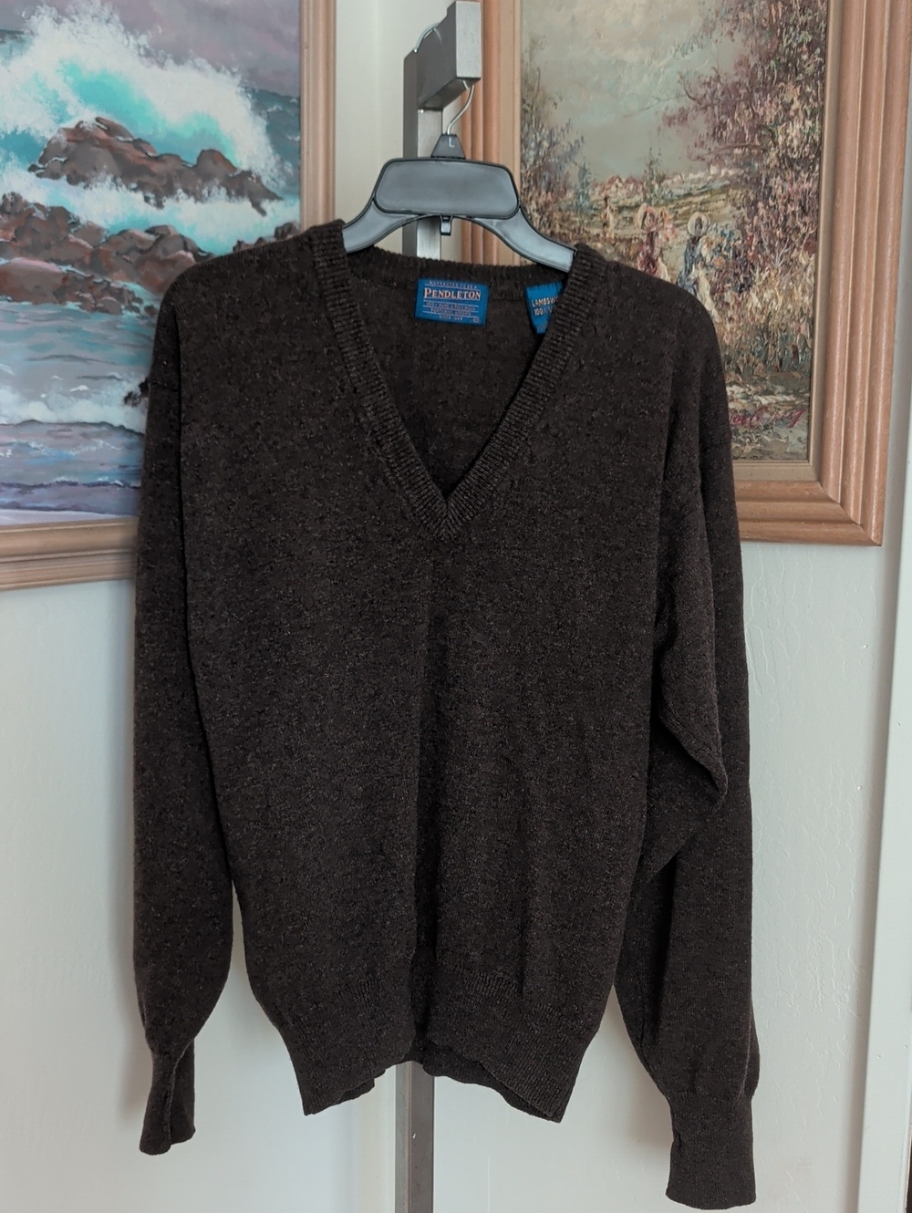Pendleton Men's V-Neck Brown Wool Sweater